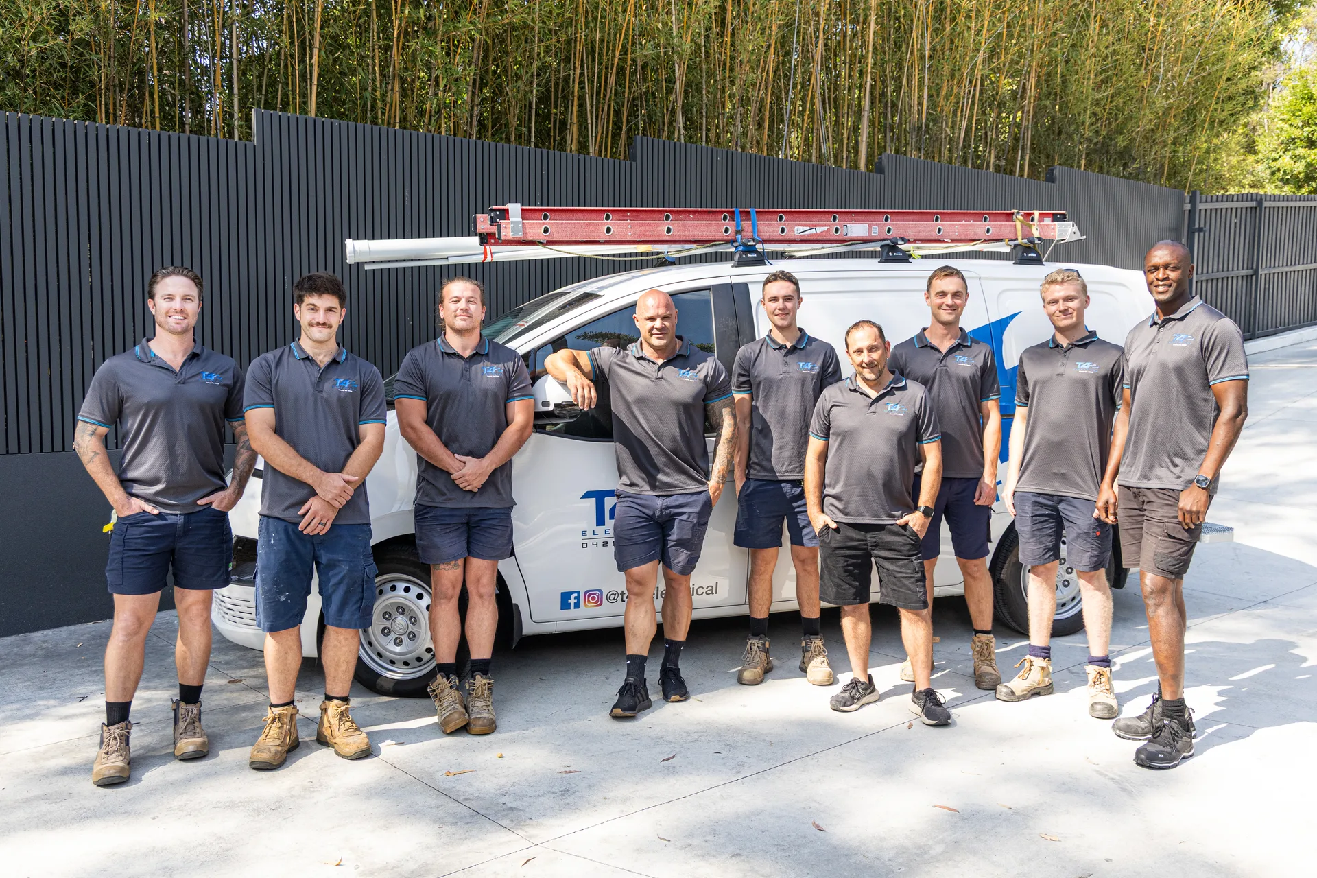 The Family Electrician Oxenford team with a service van
